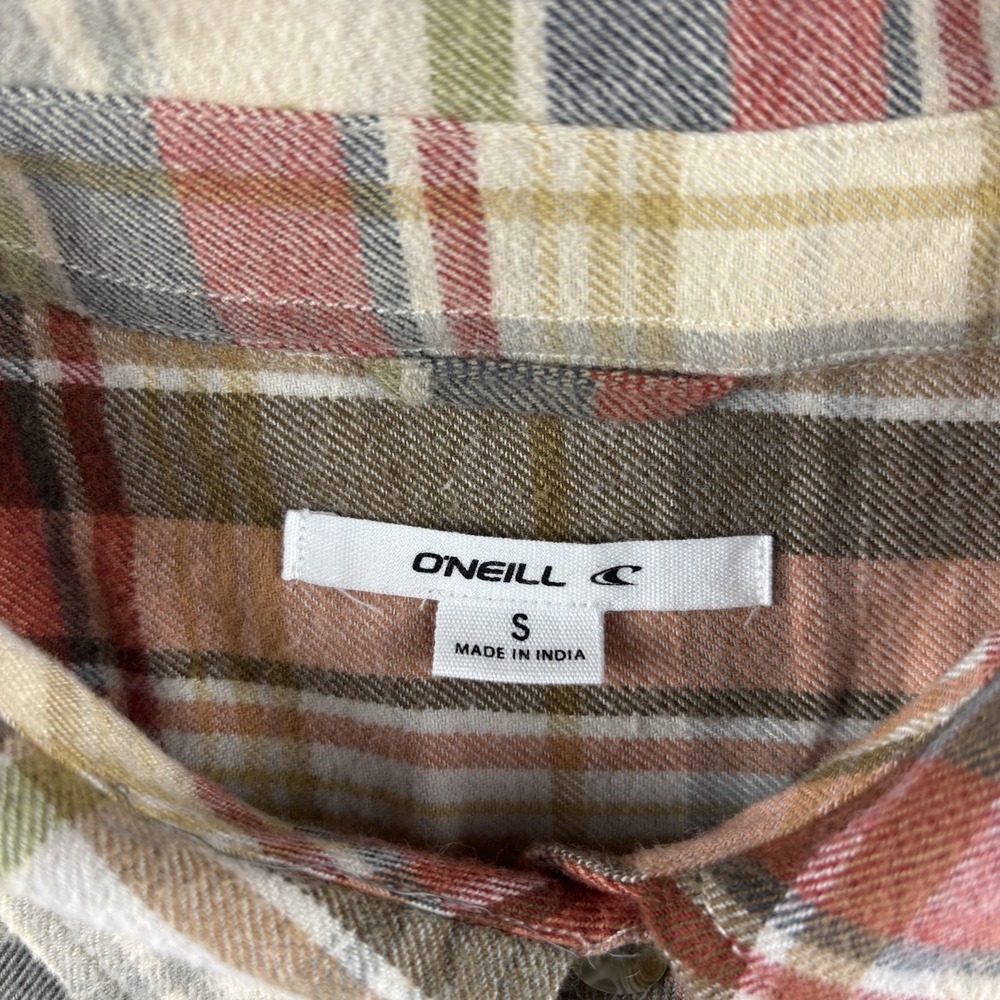 O'Neill Logan Flannel Shirt Womens Small Tan Plaid Long Sleeve Outdoor Fall Ski - Picture 7 of 12